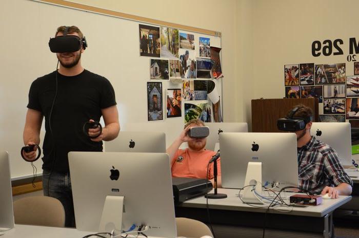 Students try on VR headsets